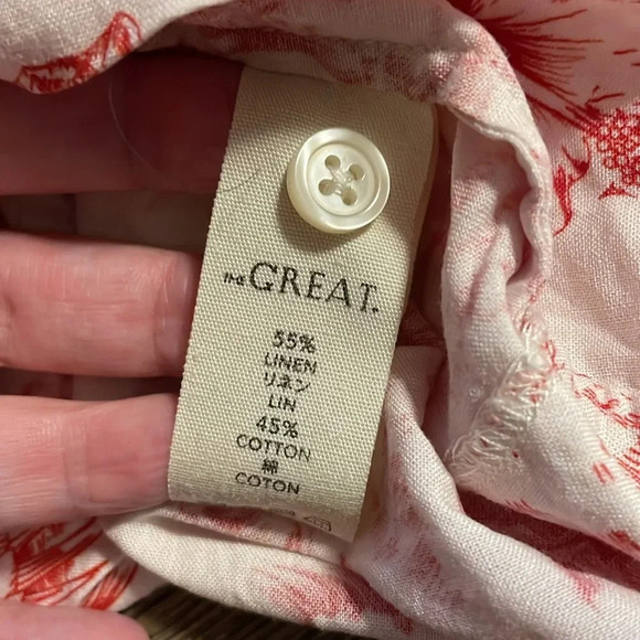 THE GREAT. Red and White Button Down Shirt - Picture 5 of 6